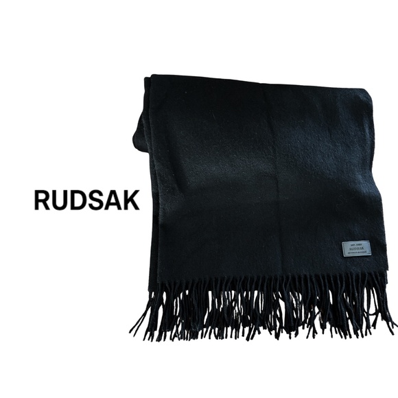 Rudsak | 100% Wool Scarf with Fringe – Black - Picture 1 of 7